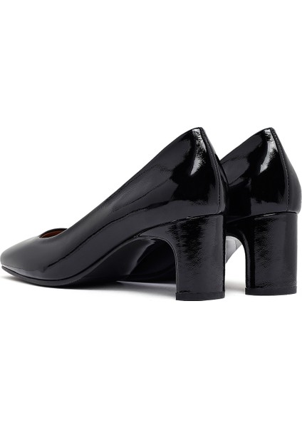 Kadın Siyah Kalın Topuklu Deri Ayakkabı 25AFD130716