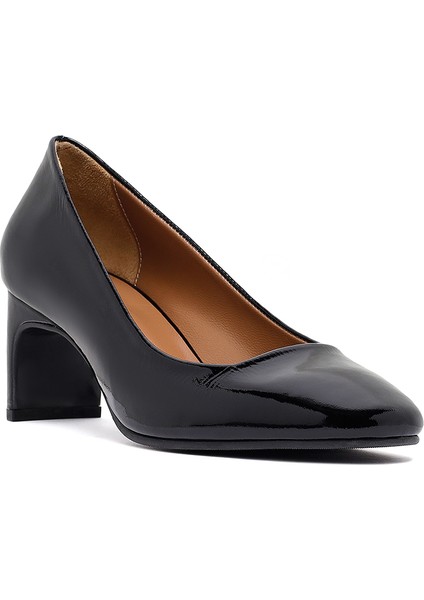Kadın Siyah Kalın Topuklu Deri Ayakkabı 25AFD130716