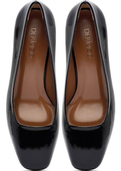 Kadın Siyah Kalın Topuklu Deri Ayakkabı 25AFD130716