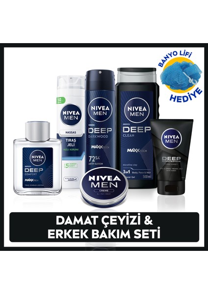 MEN Erkek Creme, Duş Jeli 500ml, Tıraş Jeli 200ml, Losyon100ml, Temizleme Jeli100ml, Deodorant 150ml
