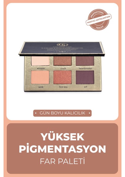 Nudes Mat Göz Farı Paleti – 6 Nude Ton, Yoğun Pigment ve Kadifemsi Doku, Günlük/Gece Makyajına Uygun