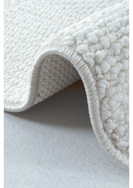 Pinal Kolekisyonu 1114 Beyaz Yumuşak Dokulu Bukle Salon Antre Mutfak Halı Yolluk fırsatları