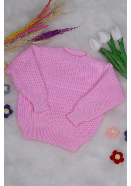 Bebek 3'lü Set Kışlık 3lü Bebek Seti Kazak Tayt Zıbın Pembe