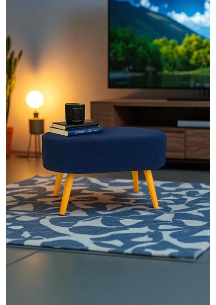 Ayla Retro Gürgen Ahşap Ayaklı Geniş Oturum Alan Özel Tasarım Oval Bench Makyaj Masa Puf