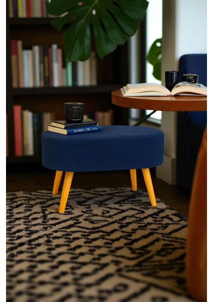 Ayla Retro Gürgen Ahşap Ayaklı Geniş Oturum Alan Özel Tasarım Oval Bench Makyaj Masa Puf fırsatları