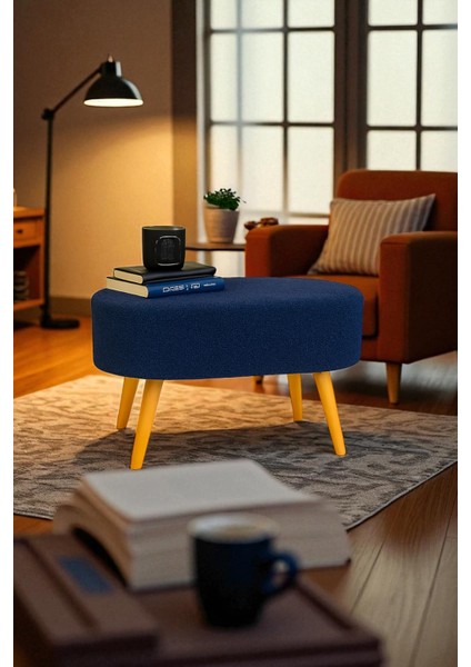 Ayla Retro Gürgen Ahşap Ayaklı Geniş Oturum Alan Özel Tasarım Oval Bench Makyaj Masa Puf indirimleri