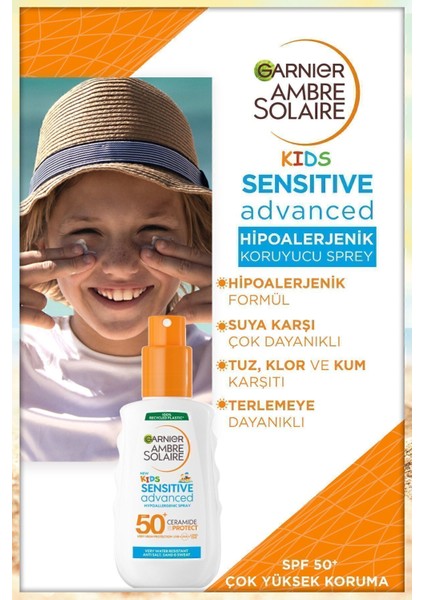 Ambre Solaire Çocuk Güneş Spreyi SPF50+ – Çok Yüksek Koruma, Suya Dayanıklı, Tüm Cilt Tipleri, 200 ml modelleri