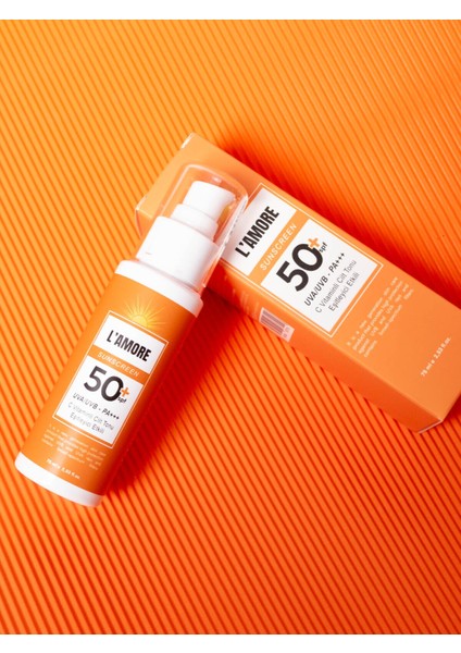Lamore SPF 50+ C Vitaminli Güneş Kremi 75 ml – Ton Eşitleyici, UVA/UVB Koruması ve Nemlendirici Formül, Tüm Cilt Tipleri İçin fırsatları