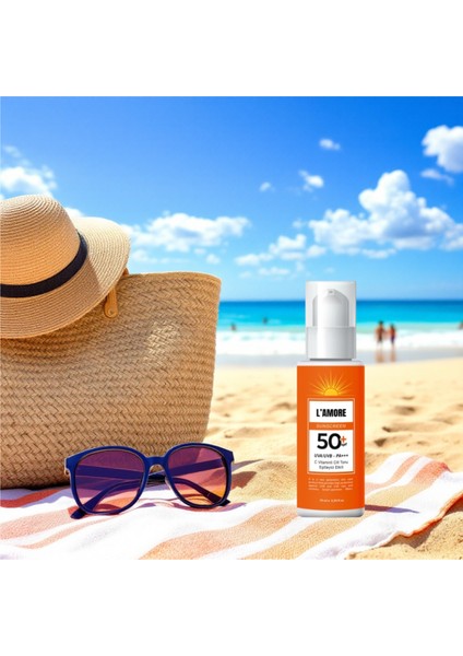 Lamore SPF 50+ C Vitaminli Güneş Kremi 75 ml – Ton Eşitleyici, UVA/UVB Koruması ve Nemlendirici Formül, Tüm Cilt Tipleri İçin indirimleri