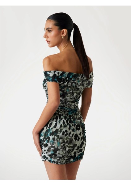 Off Shoulder Kadın Çok Renkli Elbise W5YK21KCZC2-PJ1R modelleri