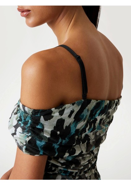 Off Shoulder Kadın Çok Renkli Elbise W5YK21KCZC2-PJ1R fırsatları