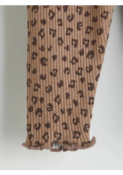 Lcw Baby Ekru Bisiklet Yaka Kurdele Detaylı Kız Bebek Sweatshirt ve Tayt 2'li