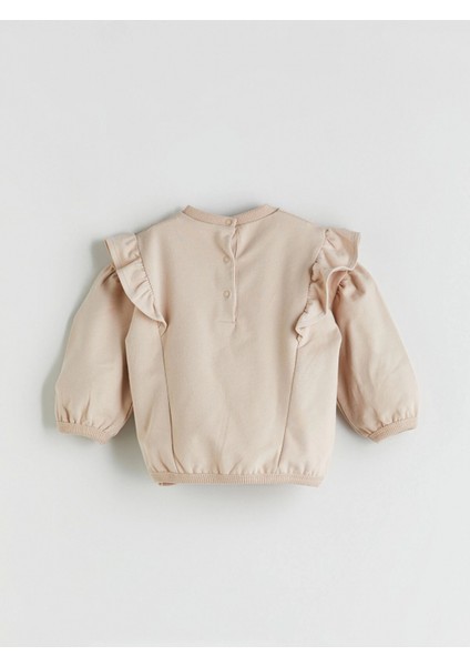 Lcw Kids Bej Bisiklet Yaka Uzun Kollu Kız Bebek Sweatshirt ve Tayt 2'li Takım fırsatları