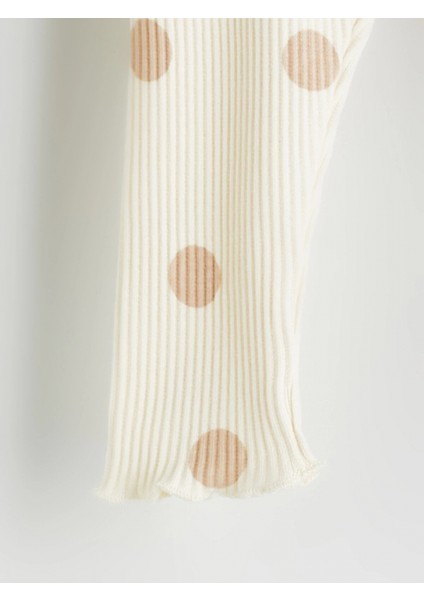 Lcw Kids Bej Bisiklet Yaka Uzun Kollu Kız Bebek Sweatshirt ve Tayt 2'li Takım