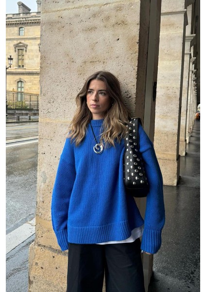 Saks Bisiklet Yaka Oversize Triko Kazak MG1972 indirimleri