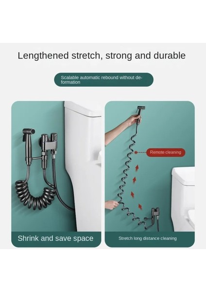 Banyo Bide Basınçlı Püskürtücü Taharet Musluğu Klozet Hortumu Antrasit Renk Ithal 7 Yıl Garantili