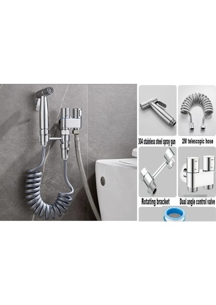 Banyo Bide Basınçlı Püskürtücü Taharet Musluğu Klozet Hortumu Krom Renk Ithal 7 Yıl Garantili