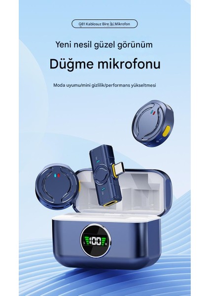 Kablosuz Profesyonel Ikili Yayın Yaka Mikrofonu – Şarj Kutulu | Mini Mıknatıs Tasarım | Uzun Pil Ömrü