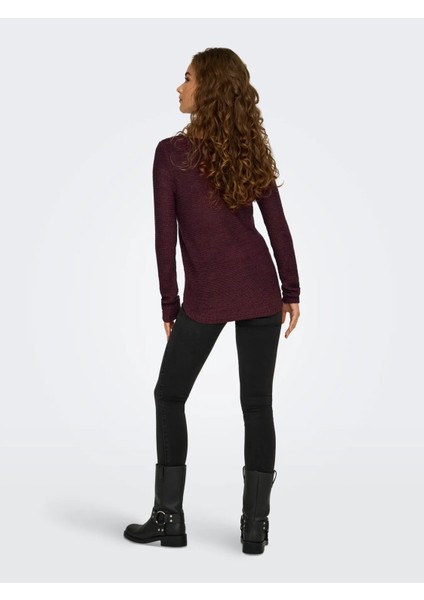 Kadın Yuvarlak Yaka Regular Fit Bordo Örgü Kazak - 15113356 modelleri