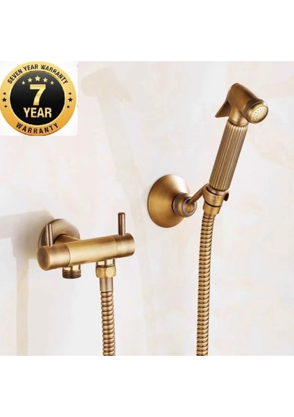 Banyo Bide Basınçlı Püskürtücü Taharet Musluğu Klozet Hortumu Antik Renk Ithal 7 Yıl Garantili
