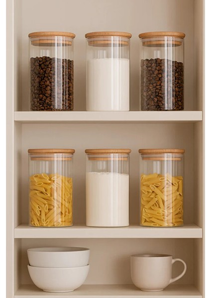 6'lı Düz Cam Baharatlık Seti – Hava Geçirmez Bambu Vakum Kapaklı Kavanoz Seti 850 ml fiyatları