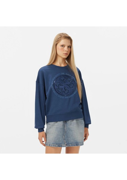 Hotfix Kadın Mavi Sweatshirt W5YQ07KB681-G7J6