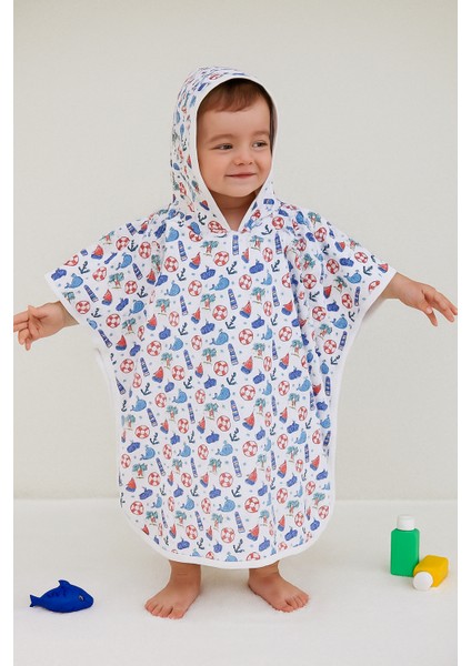 Çocuk Panço Kapüşonlu Plaj Havlusu