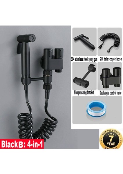 Banyo Bide Basınçlı Püskürtücü Taharet Musluğu Klozet Hortumu Siyah Renk Yeni Ithal 7 Yıl Garantili