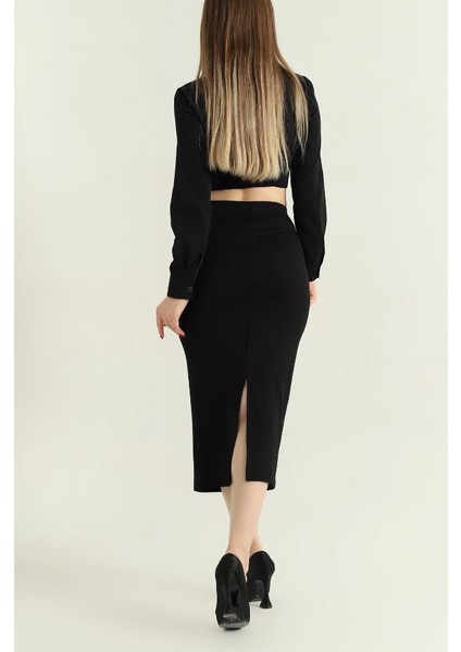 Modal Kumaş Yırtmaçlı Kalem Etek modelleri