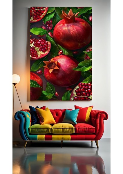 Kırmızı Narlar V1 Ev Duvar Salon Güzellik Salonu Ofis Dükkan Dekarasyon Kanvas Tablo