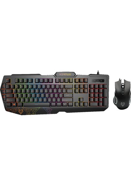 Vendetta Kablolu Oyun Klavyesi ve Fare, Rainbow Arka Plan Aydınlatması, 104 Tuş, Programlanab