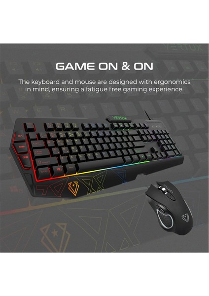 Vendetta Kablolu Oyun Klavyesi ve Fare, Rainbow Arka Plan Aydınlatması, 104 Tuş, Programlanab fırsatları