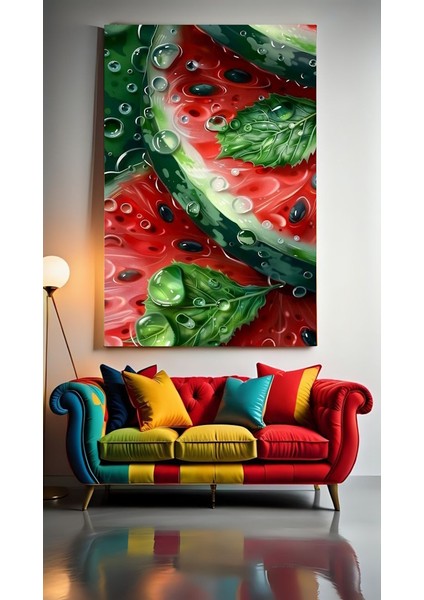 Sulu Karpuz Dilimi V2 Ev Duvar Salon Güzellik Salonu Ofis Dükkan Dekarasyon Kanvas Tablo