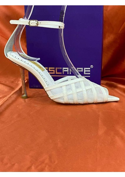 LES014 Beyaz Fileli Bilek Bağlamalı Abiye Ayakkabı Stiletto fiyatları