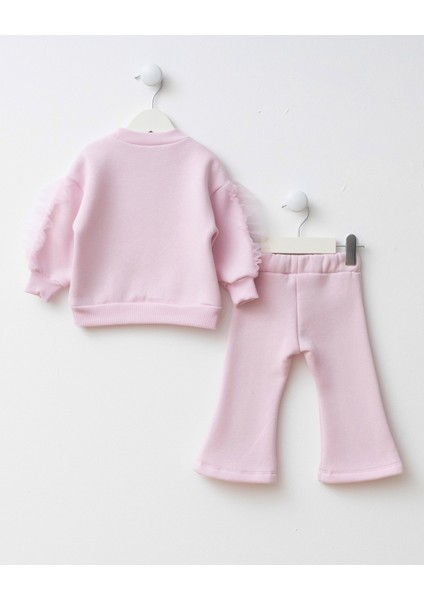 Kız Çocuk Pamuklu Pembe Kuğu Baskılı Sweatshirt Ispanyol Paça Takım – Tül Kollu fiyatları