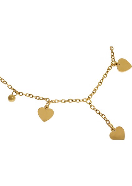Kadın Gold Renk Sallanan Kalp Model Çelik Halhal
