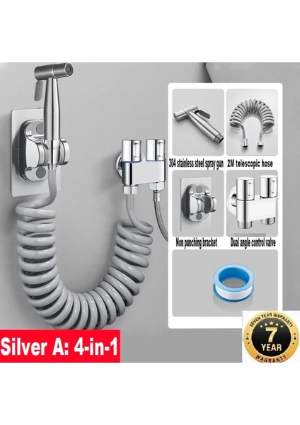 Banyo Bide Basınçlı Püskürtücü Taharet Musluğu Klozet Hortumu Krom Renk Ithal 7 Yıl Garantili