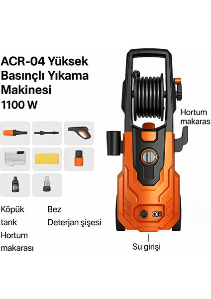 Basınçlı Yıkama Makinesi 1100W | Köpük Tanklı 60 Bar Oto Yıkama modelleri