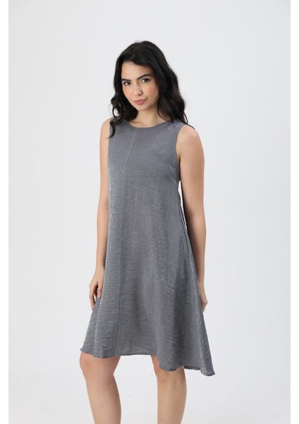 Kadın Sıfır Kol Yuvarlak Yaka Çan Elbise fiyatları