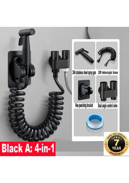 Banyo Bide Basınçlı Püskürtücü Taharet Musluğu Klozet Hortumu Siyah Ithal 7 Yıl Garantili