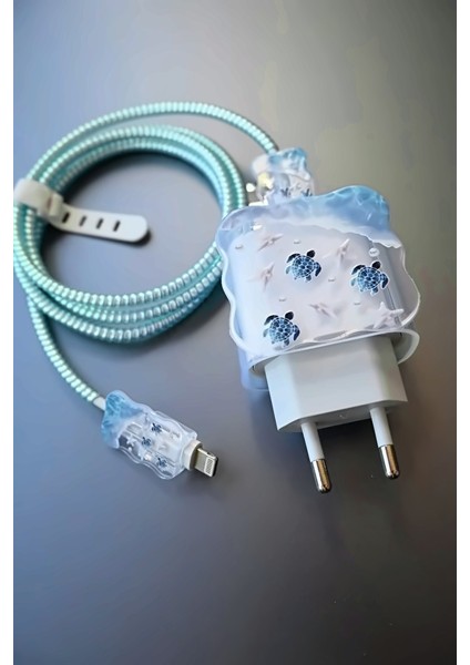 18W/20W Apple iPhone Mavi Kaplumbağa Şarj Aleti Koruyucu Şarj Kablosu Örme Aparatlı Koruyucu Toparlayıcı fiyatları