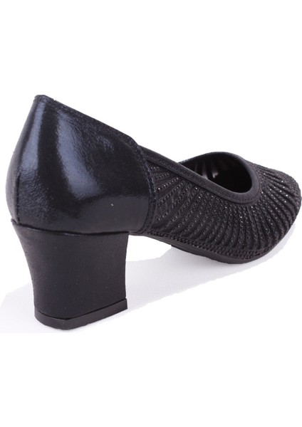 DZA07-725545 Siyah Taşlı Klasik Topuklu Kadın Ayakkabı fırsatları