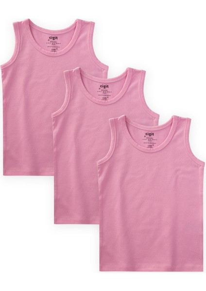 Üçlü Geniş Askılı Kız Atlet 2-9 Yaş Şeker Pembe fırsatları