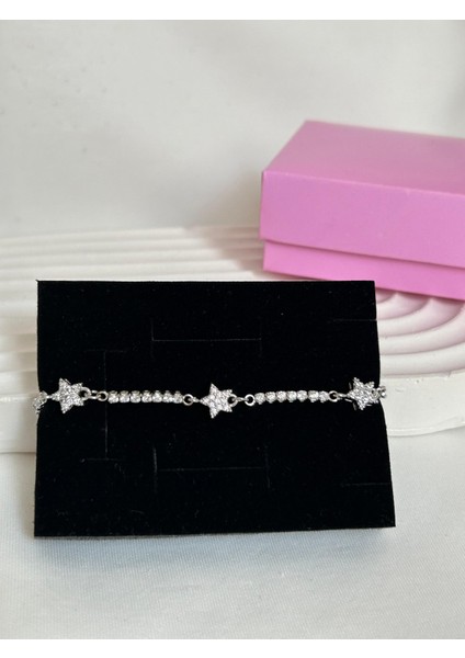 Yıldızlı Su Yolu Taşlı Bileklik Işıltılı Gümüş Altın Renk Bileklik Sevgiliye Kız Arkadaşa Hediye