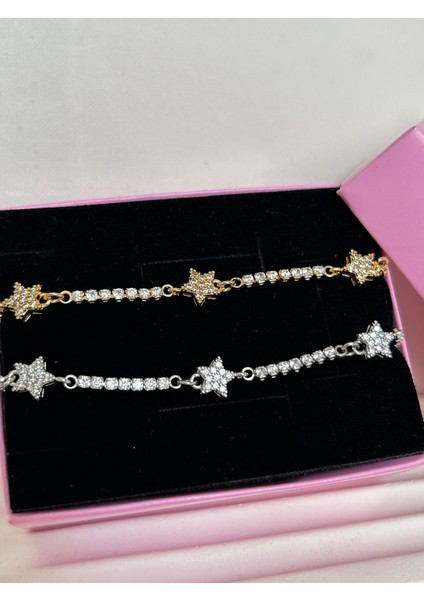 Yıldızlı Su Yolu Taşlı Bileklik Işıltılı Gümüş Altın Renk Bileklik Sevgiliye Kız Arkadaşa Hediye