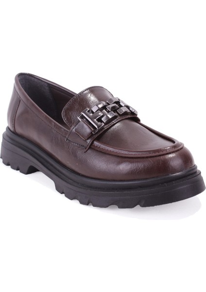 DZA07-90801 Kahve Günlük Loafer Kadın Ayakkabı
