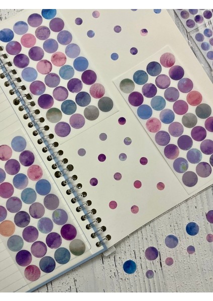 Monet Garden Mor Tonları 6 Yaprak 312 Adet Yuvarlak Kağıt Sticker Seti / Etiket / Çıkartma fırsatları