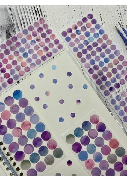 Monet Garden Mor Tonları 6 Yaprak 312 Adet Yuvarlak Kağıt Sticker Seti / Etiket / Çıkartma indirimleri