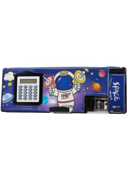 Astronot Desenli Hesap Makineli Fonksiyonel Kalem Kutusu 7140