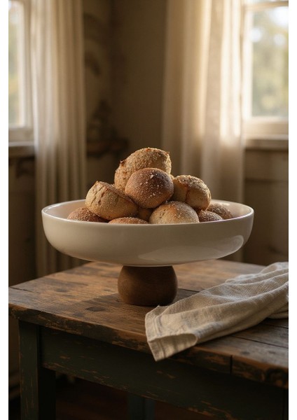 Ahşap Ayaklı Mermer Sunum Tabağı